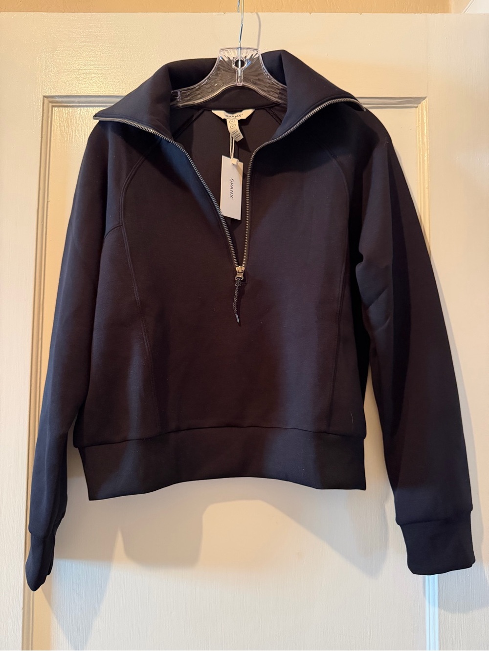 Spanx AirEssentials Black Half-Zip Pullover Top